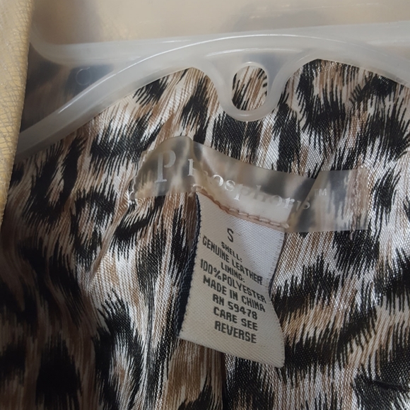 Phosphorus Cropped Leather Jacket Gold SZ S - Picture 2 of 5